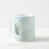 pauw mooie turkooise  shabbyvogel koffiemok (Voorkant links)