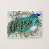 pauw mooie turkooise  shabbyvogel legpuzzel (Horizontaal)