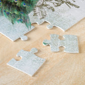 pauw mooie turkooise  shabbyvogel legpuzzel (Zijkant)