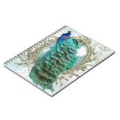 pauw mooie turkooise  shabbyvogel notitieboek (Linkerzijde)