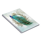 pauw mooie turkooise  shabbyvogel notitieboek (Rechterzijde)