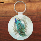 pauw mooie turkooise shabbyvogel sleutelhanger (Voorkant)
