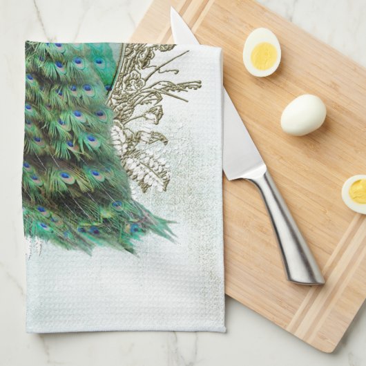 pauw mooie turkooise  shabbyvogel theedoek (Quarter Fold)