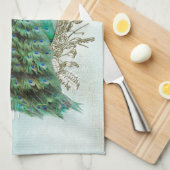 pauw mooie turkooise  shabbyvogel theedoek (Quarter Fold)