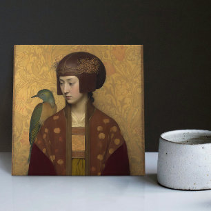 Pauw Morris Goud Bourgondië Art Nouveau Portret Tegeltje
