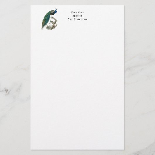 Pauw op een tak briefpapier (Voorkant)