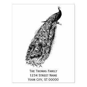 Pauw op een Tak Retouradres Rubberstempel