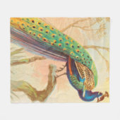 Pauw op een takschilderij Fleece Deken (Voorkant (Horizontaal))