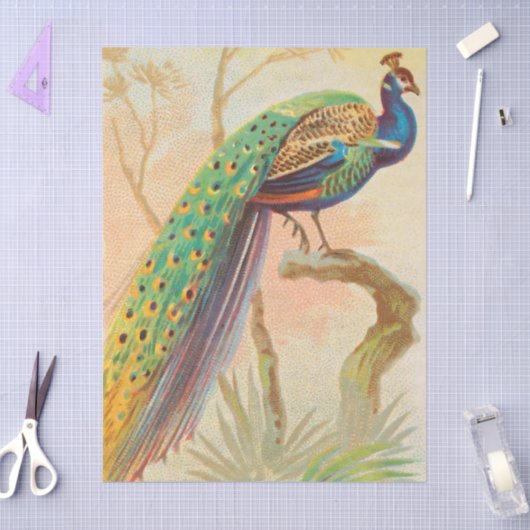  Pauw op een takschilderij Tissuepapier (Craft)