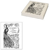 Pauw op met bloemen bedekte tak Ex Libris Rubberstempel (Gestempeld)