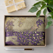  Pauw Paarse en Gouden Luipaard Decoupage Tissuepapier (Geschenk)
