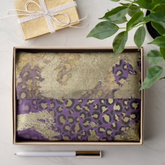 Pauw Paarse en Gouden Luipaard Decoupage Tissuepapier (Geschenk)