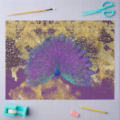  Pauw Paarse en Gouden Luipaard Decoupage Tissuepapier (Craft)