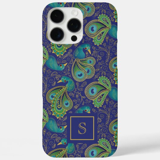 Pauw Paisley Koninklijk Blauw Monogram Case-Mate iPhone Case (Achterkant)