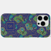 Pauw Paisley Koninklijk Blauw Monogram Case-Mate iPhone Case (Achterkant (horizontaal))