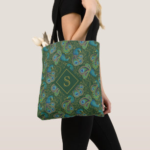 Pauw Paisley Koninklijk Groene Monogram Tote Bag