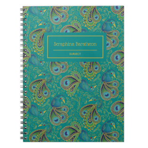 Pauw Paisley Koninklijk Teal Monogram Notitieboek