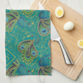 Pauw Paisley Koninklijk Teal Monogram Theedoek (Quarter Fold)