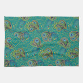 Pauw Paisley Koninklijk Teal Monogram Theedoek (Horizontaal)