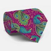 Pauw Paisley Patroon Roze Stropdas (Opgerold)