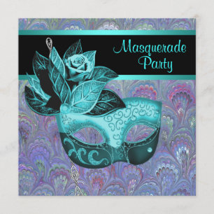 Pauw Paisley Turquoise Blauwe Paarse Maskerade Fee Kaart