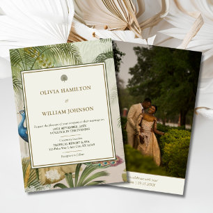 Pauw Palm Foto Achterkant Trouw Uitnodiging