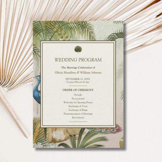 Pauw Palm Huwelijksprogramma Programmakaart