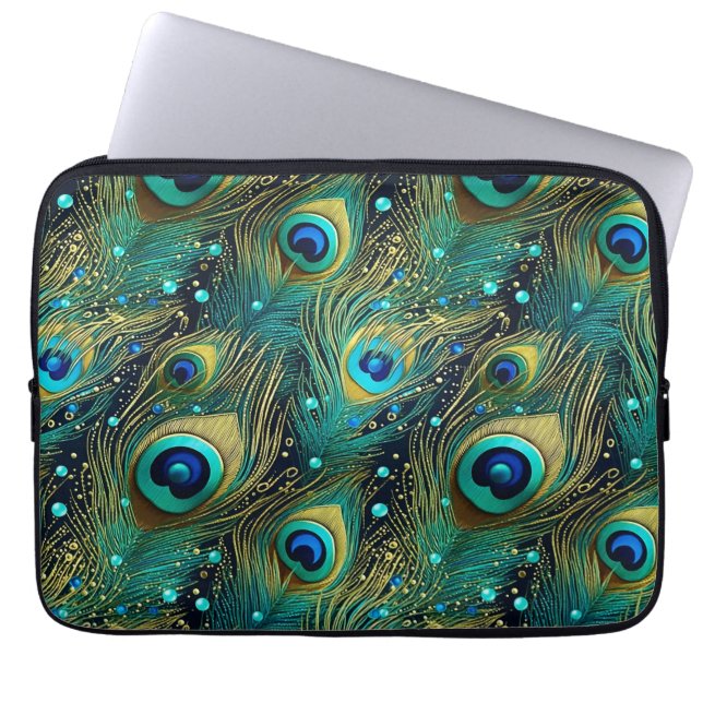 Pauw Passie Worp Kussen Laptop Sleeve (Voorkant)