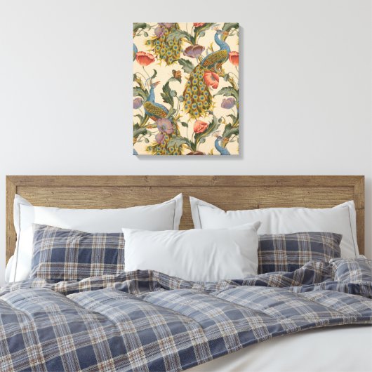 Pauw Patroon Kleurrijke Kunst Canvas Afdruk (Insitu (Slaapkamer))