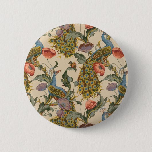 Pauw Patroon Kleurrijke Kunst Ronde Button 5,7 Cm (Voorkant)