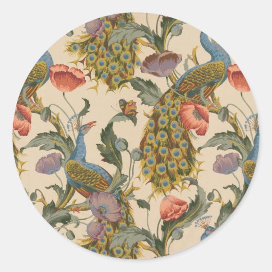  Pauw Patroon Kleurrijke Kunst Ronde Sticker (Voorkant)