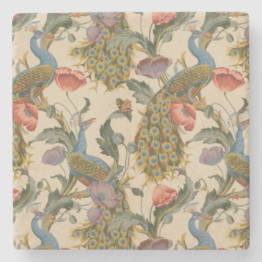  Pauw Patroon Kleurrijke Kunst Stenen Onderzetter (Voorkant)