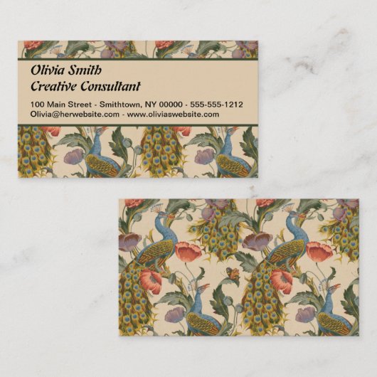 Pauw Patroon Kleurrijke Kunst Visitekaartje (Voorkant / Achterkant)