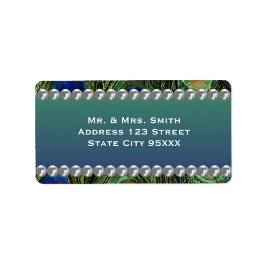 Pauw Patroon met Parels Etiket (Voorkant)