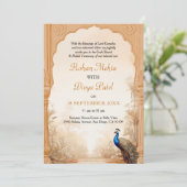 Pauw Pauw Palm Tuin Indiase Foto Bruiloft Kaart (Staand voorkant)