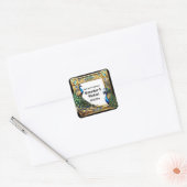 Pauw plein luxe grens art nouveau chic vierkante sticker (Envelop)