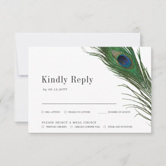 Pauw Poise | Trouwkaart Maaltijdkeuze RSVP Kaartje (Voorkant)