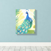 Pauw Princess | Aquarel Dier Natuur Canvas Afdruk (Insitu (Houten vloer))