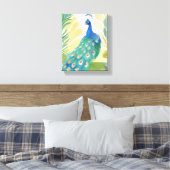Pauw Princess | Aquarel Dier Natuur Canvas Afdruk (Insitu (Slaapkamer))