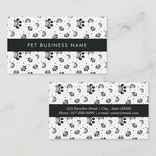 Pauw Print and Grooming Comb Patroon in grijze kle Visitekaartje (Voorkant / Achterkant)