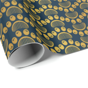 Pauw Print and Grooming Comb Pattern in Gold Color Cadeaupapier