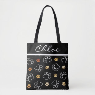 Pauw Print Dog Cat Black Tas naam aanpassen