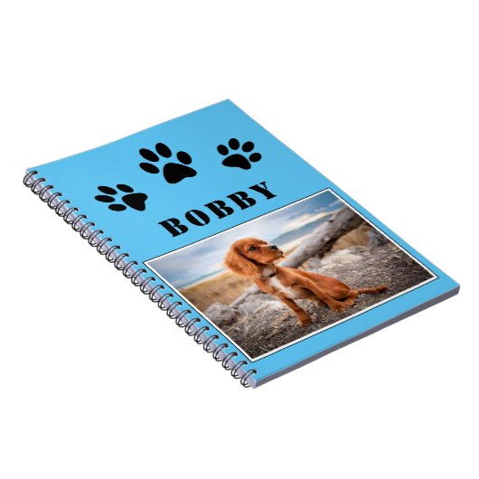 Pauw Print Dog of Pet Foto en Naam Notitieboek (Rechterzijde)