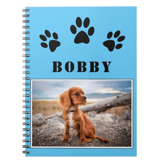 Pauw Print Dog of Pet Foto en Naam Notitieboek (Voorkant)