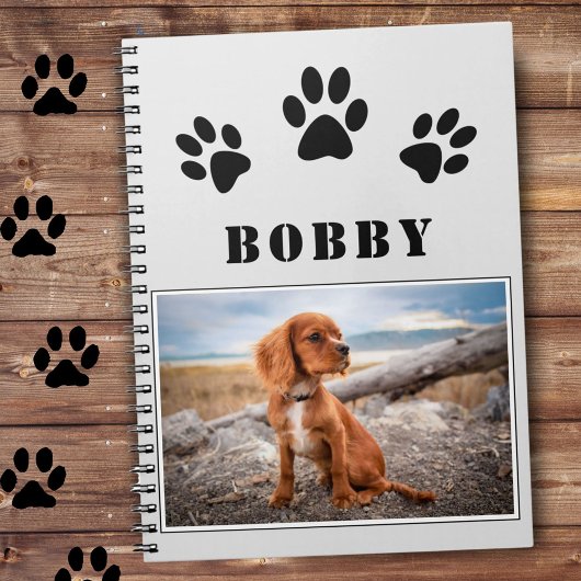 Pauw Print Dog of Pet Foto en Naam Notitieboek