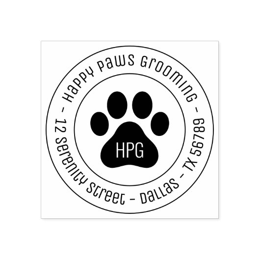 Pauw Print Grooming Business Round Address Rubberstempel (Afrduk)