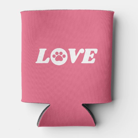 Pauw Print Love met  achtergrondkleur Blikjeskoeler (Voorkant)