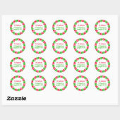 Pauw Print met helder rood en groen adres Ronde Sticker (Vel)