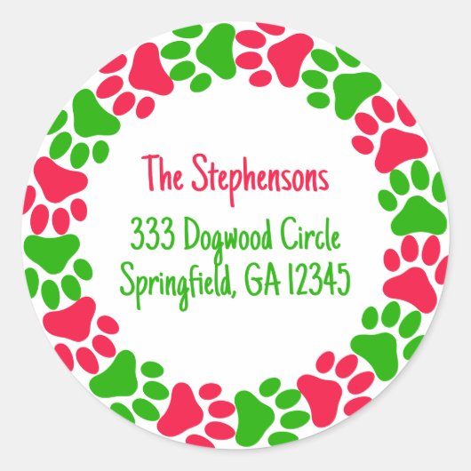 Pauw Print met helder rood en groen adres Ronde Sticker (Voorkant)
