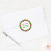 Pauw Print met helder rood en groen adres Ronde Sticker (Envelop)